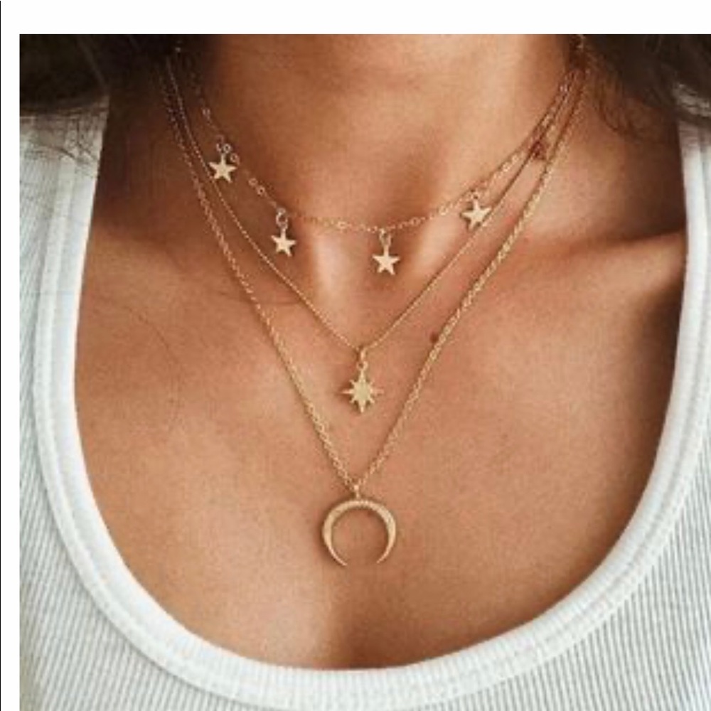 Layered Gold Tone Necklace